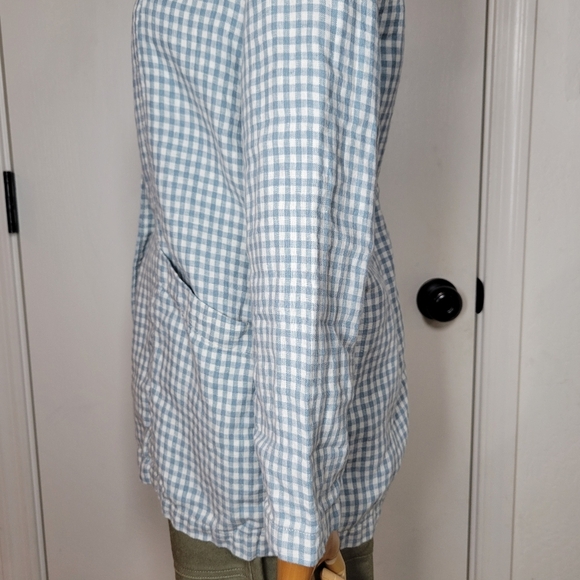 Madewell 100% Linen Oversized Collarless Gingham Blazer Size XS - Picture 5 of 11